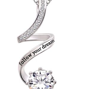 Dazzling Silver Pendant Necklace with Inspirational Message